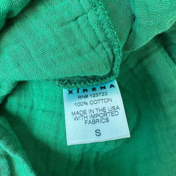 Xirena Top Lou Flutter Sleeve Green Square Neck Cotton Blouse Size S - Picture 5 of 5